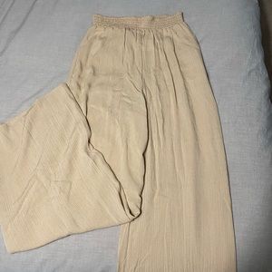 Forever 21 Sheer Wide-Leg Flowy Beige/ Tan Pants
